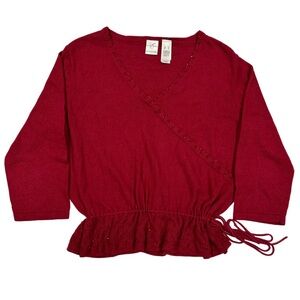 Emma James Silk & Angora Blend Beaded Peplum Style Blouse